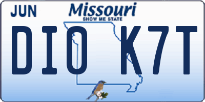 MO license plate DI0K7T