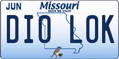 MO license plate DI0L0K
