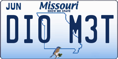 MO license plate DI0M3T