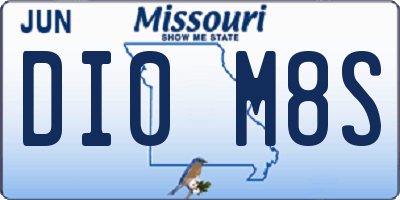 MO license plate DI0M8S