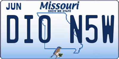 MO license plate DI0N5W