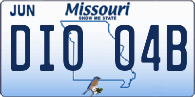 MO license plate DI0O4B