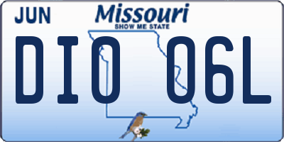 MO license plate DI0O6L
