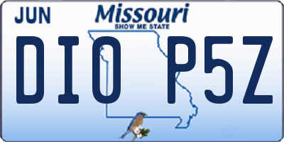 MO license plate DI0P5Z