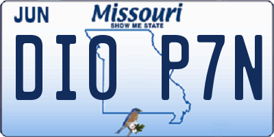 MO license plate DI0P7N