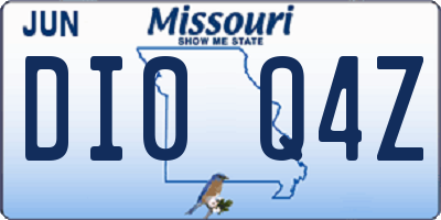 MO license plate DI0Q4Z