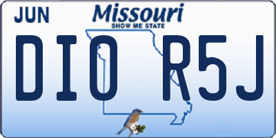 MO license plate DI0R5J