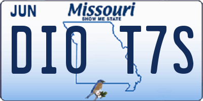 MO license plate DI0T7S