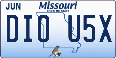MO license plate DI0U5X