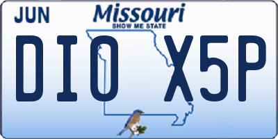 MO license plate DI0X5P