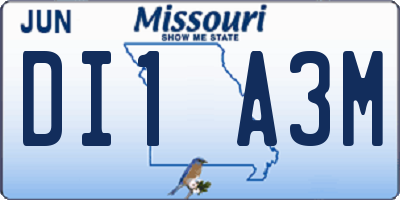 MO license plate DI1A3M