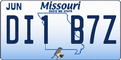 MO license plate DI1B7Z