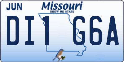 MO license plate DI1G6A