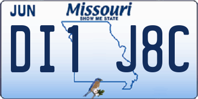 MO license plate DI1J8C