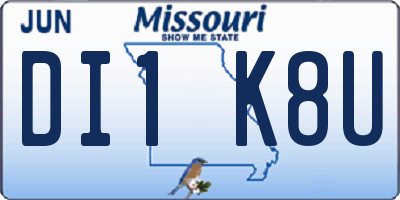 MO license plate DI1K8U