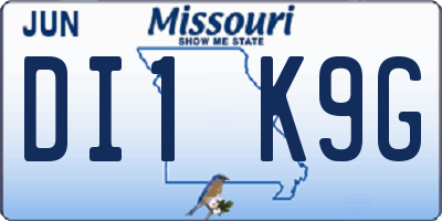 MO license plate DI1K9G