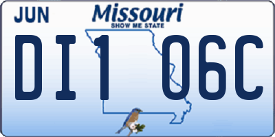 MO license plate DI1O6C