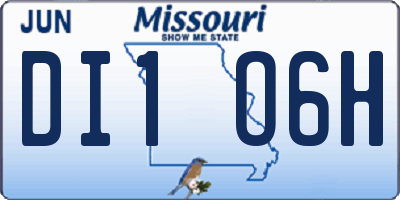 MO license plate DI1O6H