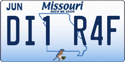 MO license plate DI1R4F