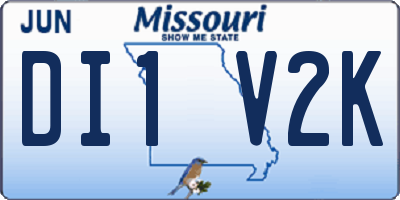 MO license plate DI1V2K