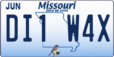 MO license plate DI1W4X