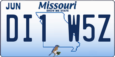 MO license plate DI1W5Z