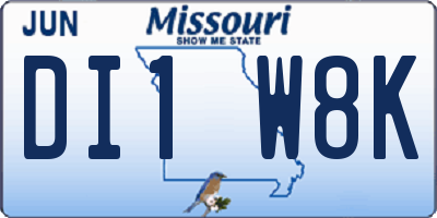 MO license plate DI1W8K