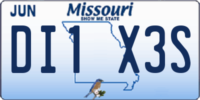MO license plate DI1X3S