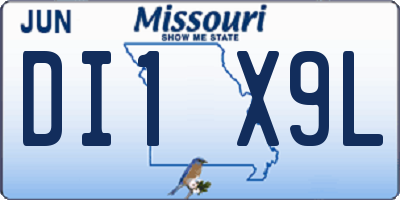 MO license plate DI1X9L