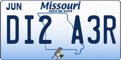MO license plate DI2A3R