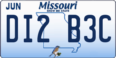 MO license plate DI2B3C