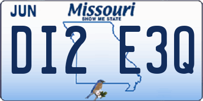 MO license plate DI2E3Q