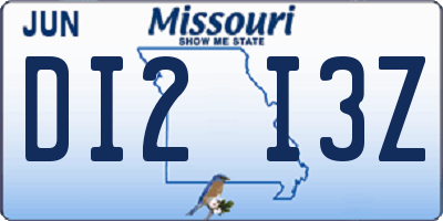 MO license plate DI2I3Z