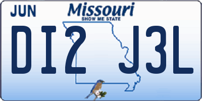MO license plate DI2J3L