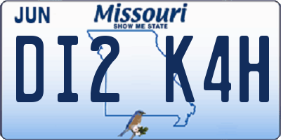 MO license plate DI2K4H