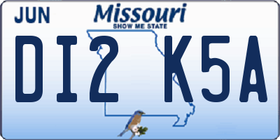 MO license plate DI2K5A