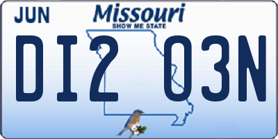 MO license plate DI2O3N