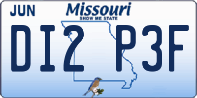 MO license plate DI2P3F