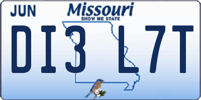 MO license plate DI3L7T