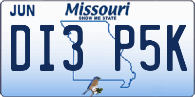 MO license plate DI3P5K