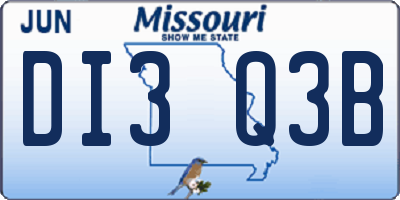 MO license plate DI3Q3B
