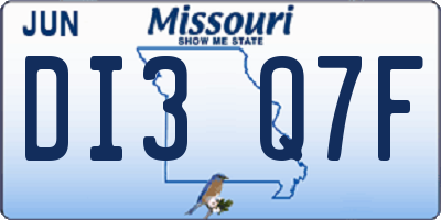 MO license plate DI3Q7F