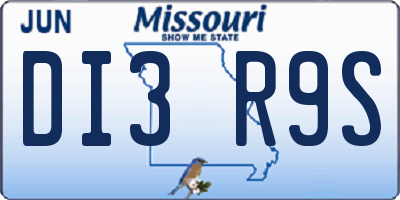 MO license plate DI3R9S