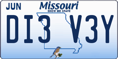 MO license plate DI3V3Y