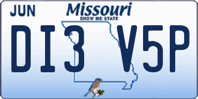 MO license plate DI3V5P
