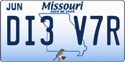 MO license plate DI3V7R