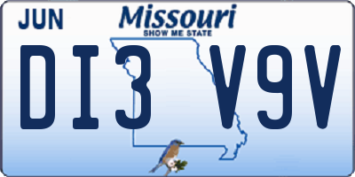 MO license plate DI3V9V