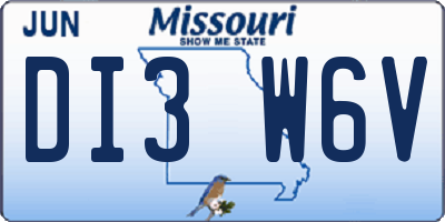 MO license plate DI3W6V