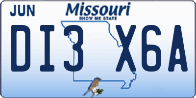 MO license plate DI3X6A