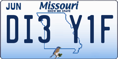 MO license plate DI3Y1F